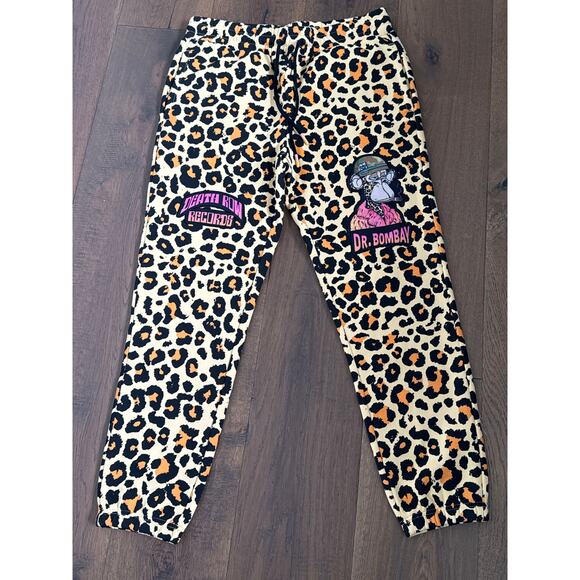 Dr. Bombay Printed Pull On Drawstring Fleece Sweatpant Cheetah Women's Size L - Picture 1 of 7